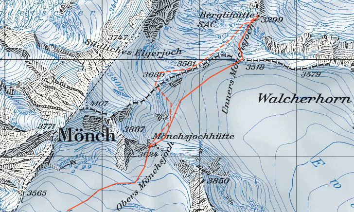 Karte Zustieg zur Berglihütte